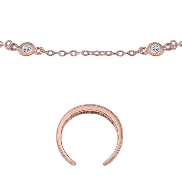 Giani Bernini Rose Gold over sterling silver Crescent Anklet set - Picture 1 of 6